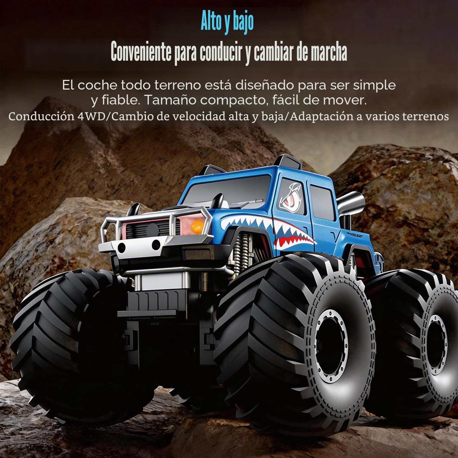 Coche Teledirigido Anfibio para Niños, 2.4GHz 4WD 360° Rotación Impermeable Monster Truck, Todo Terreno Off Road RC Coche