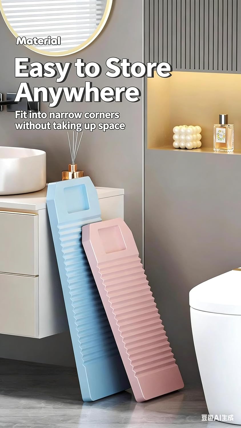 Non-Slip Laundry Washing Board Plastic Washboard Hand Laundry Board, Anti-Slip Manual Scrubbing Pad Portable Washing Tool for Sink Dorm (Pink)