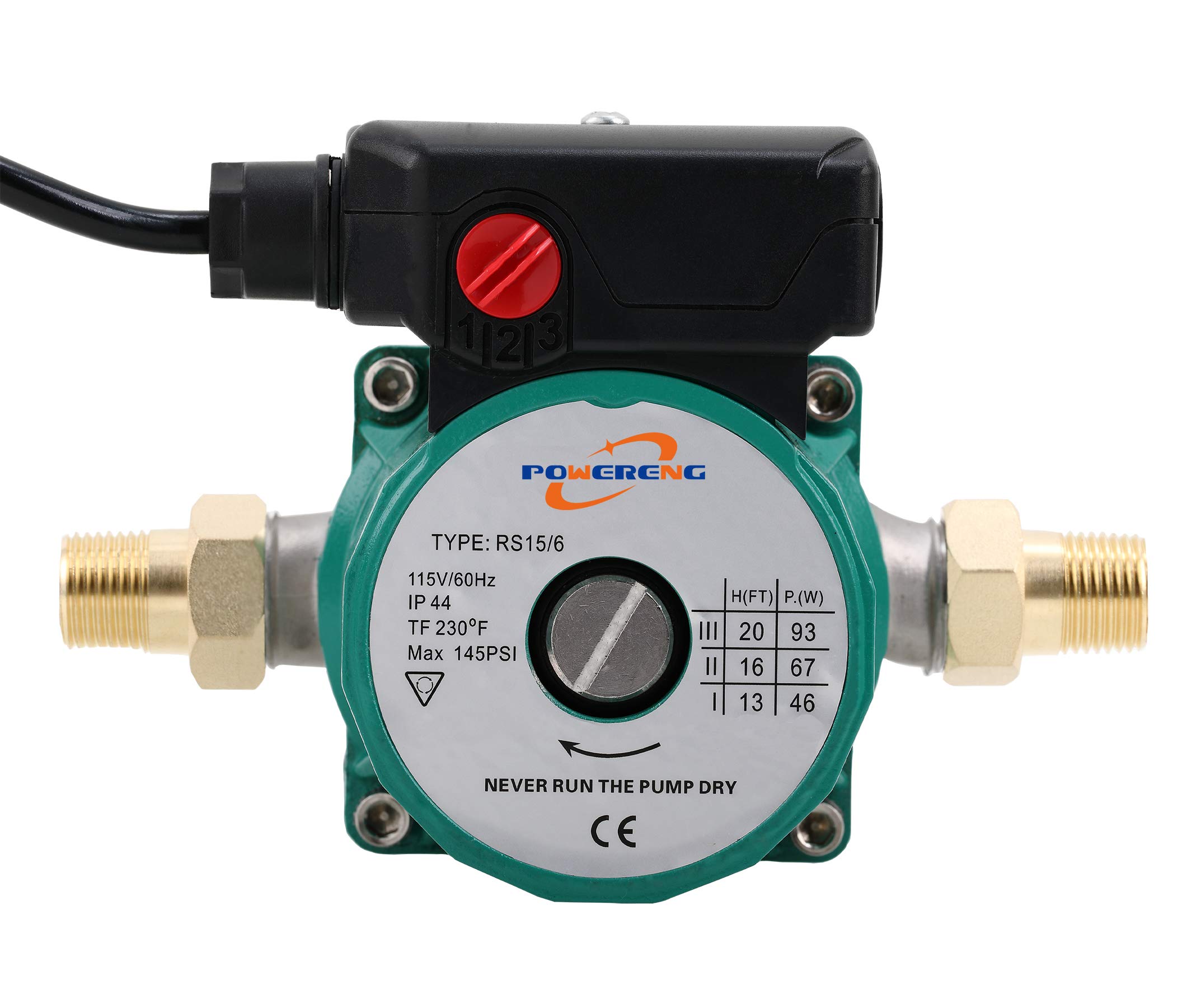 POWERENG 115V Hot Water Circulating Pump 3/4 NPT 3-Speed Hot Water  Recirculating Pump for Solar Heater/Faucet (Green SS) - Amazon.com