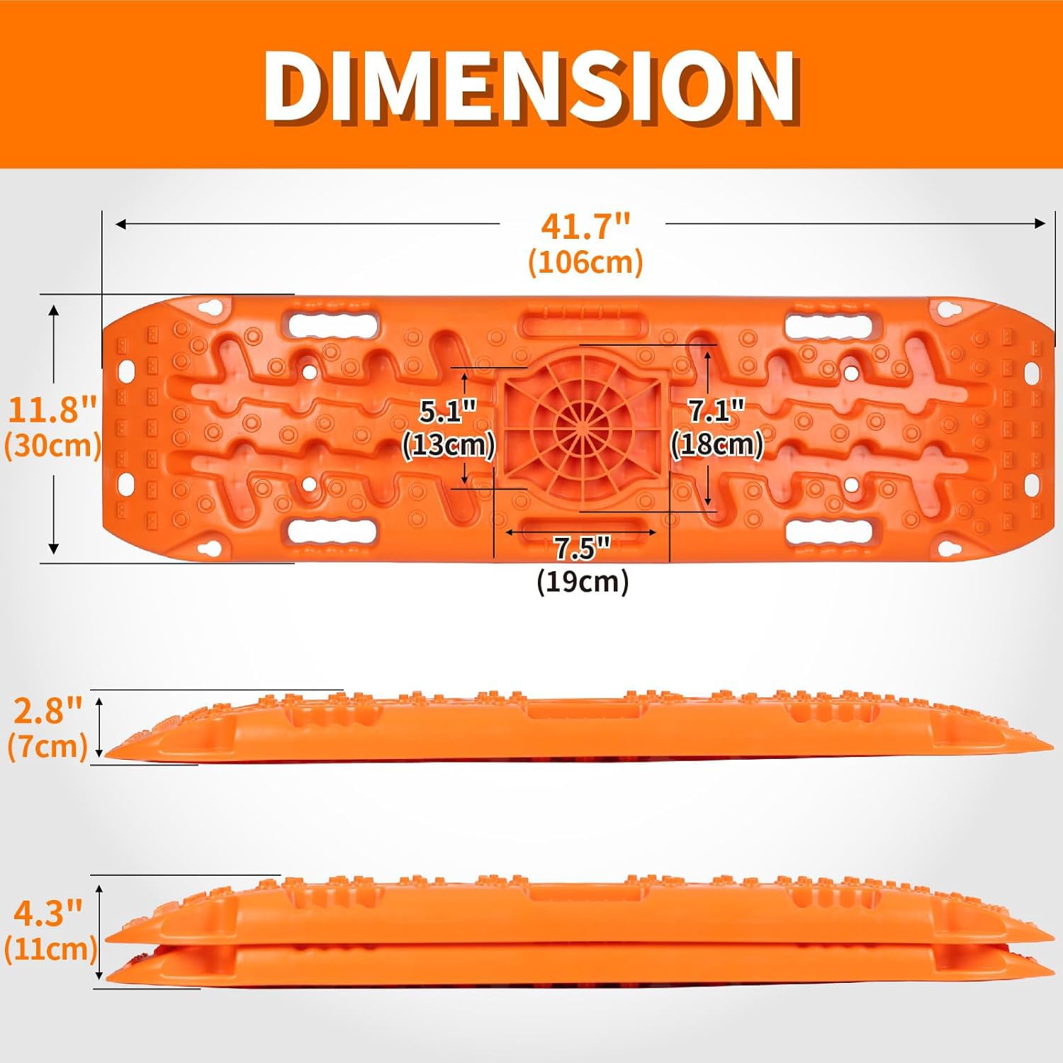 NEWFUN Tablas de Tracción Todoterreno,2 Unidades de Placas de Arena Todoterreno,10 T, Apto para Vehículos Todoterreno, Autocaravanas, Turismos, Camiones, Coches Negros, (107 x 31 x 7 cm)