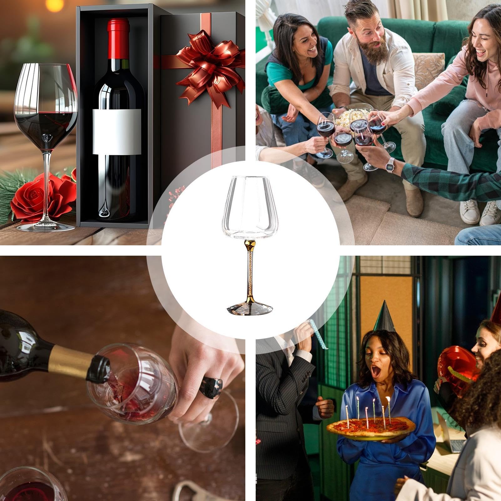 Calice Da Vino Rotante, Calici Da Vino E Bianco Rotanti A Stelo Lungo, Calici Rotanti Creativi Per Vino, Whisky, Champagne E Cocktail