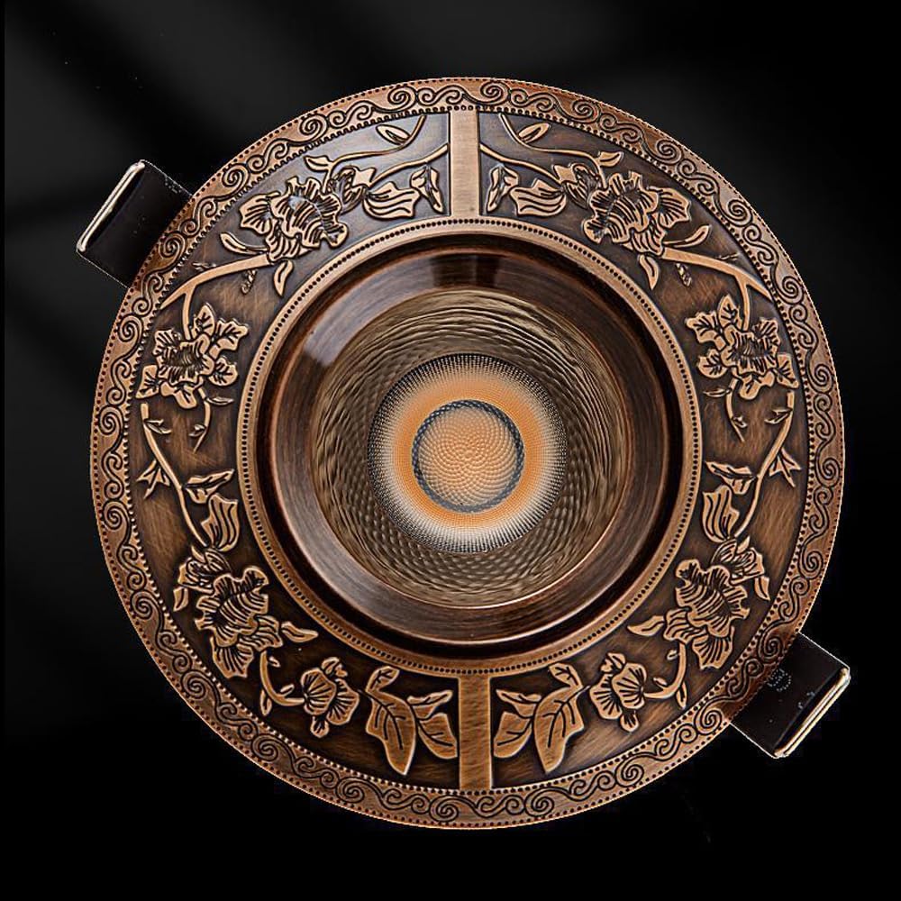 Led Recessed Downlight Baffle Trim 7W Vintage Carved Round Ceiling Light Deep Anti-Glare COB Spotlights Brass Ceiling Downlight for Bathroom Living Room Hallway