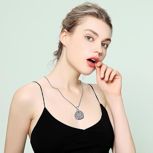 Miniatura 2 de LES OSEWA Collar de lobo vikingo de plata de ley 925, amuleto pagano nórdico tribal colgante Fenrir Talismán collar lobo celta joyería regalo para