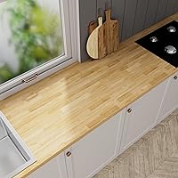 Vista 9 de Encimera de Bloque de Carnicero Tablero de Madera - Premium 3.98 pies, 47.76"x25"x1.5" Tablón de Madera Dura Sólida para Isla de Cocina DIY