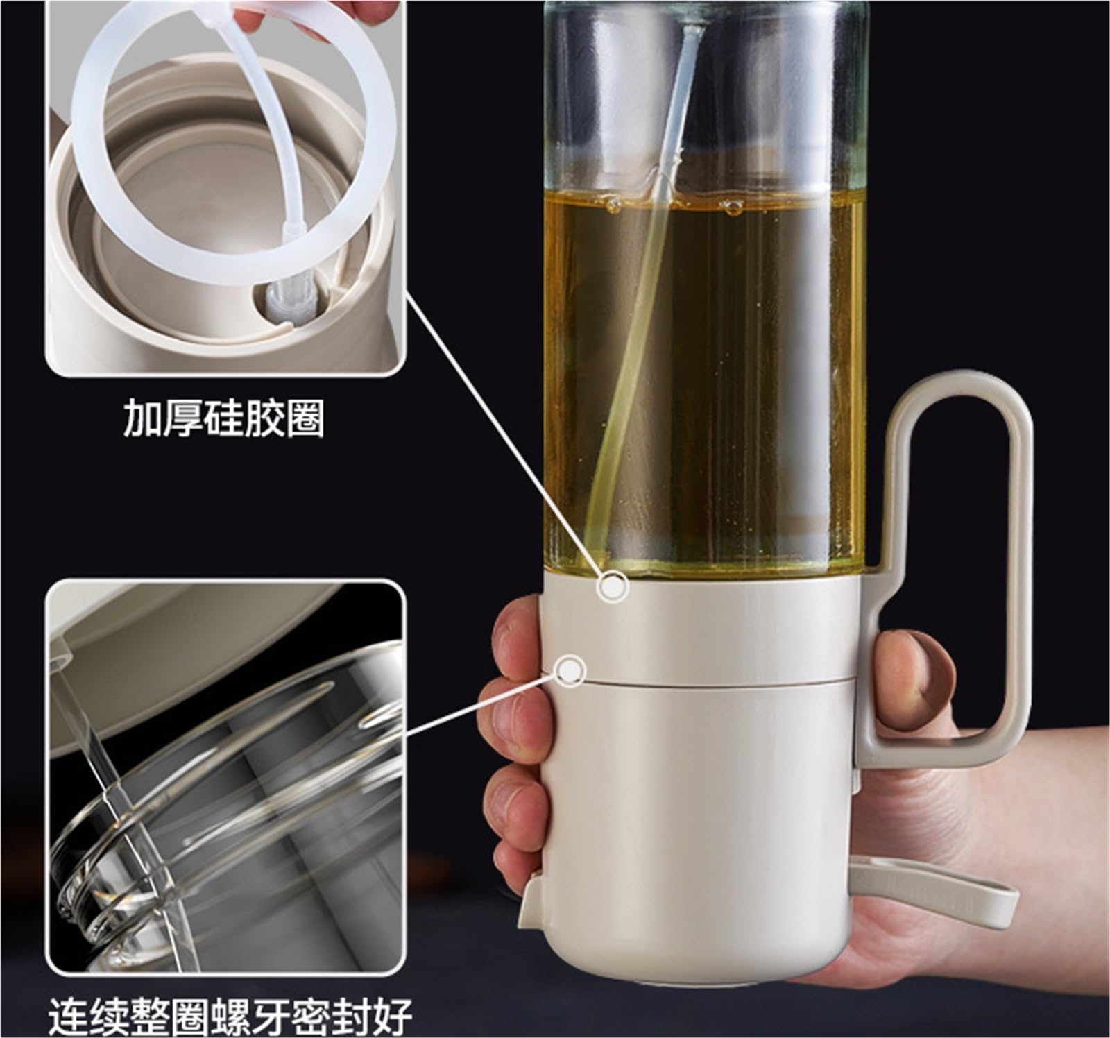 Ölsprüher Für Speiseöl 2 Pcs Glas Haushalts Presse Öl Sprayer for Kochen Küche Luft Friteuse Salat Grill Grillen Küche