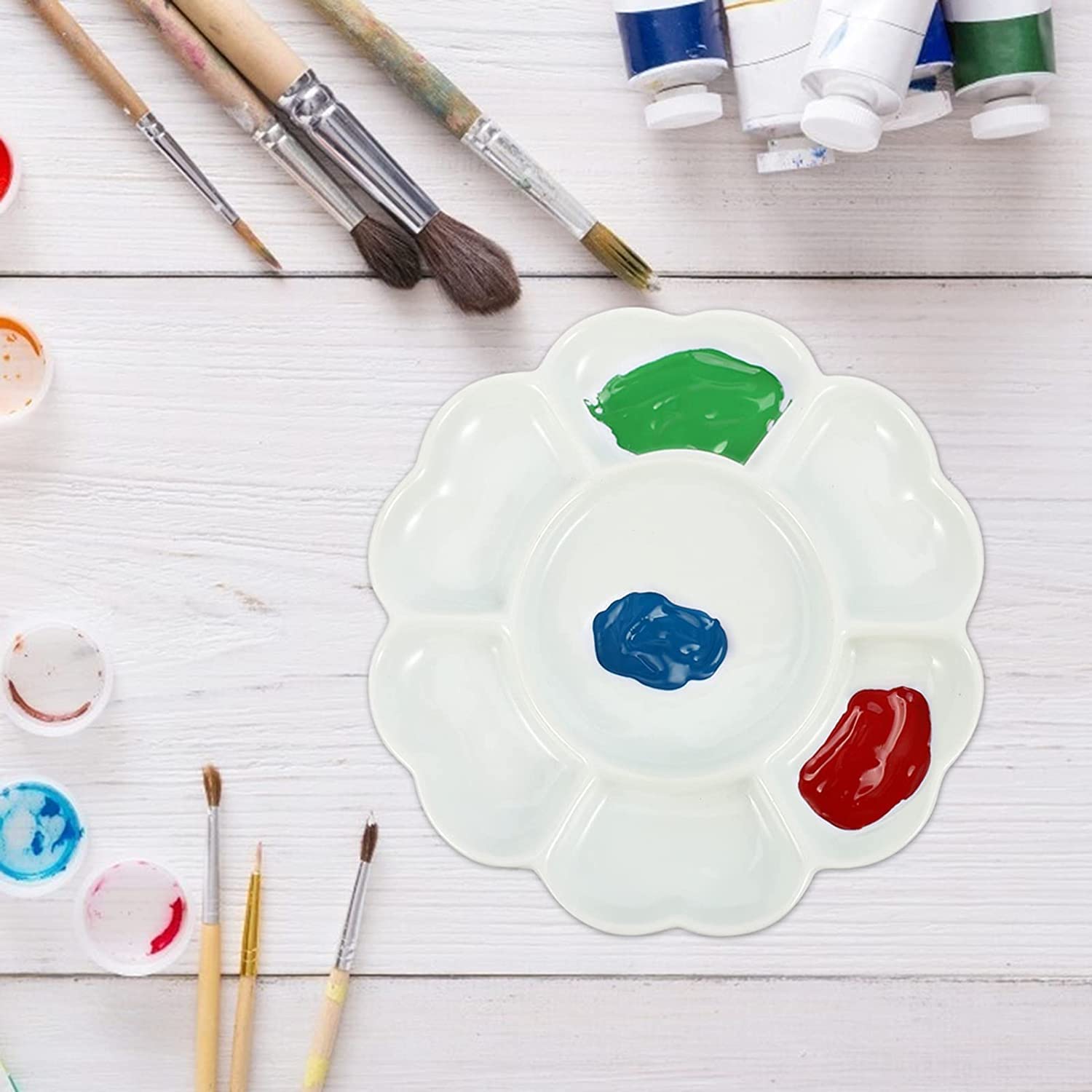 Paleta farb ceramicznych artysta farby tace do mieszania kolorów okrągłe akwarelowe tace pigmentowe łatwe do czyszczenia paleta artystyczna 8 Cal