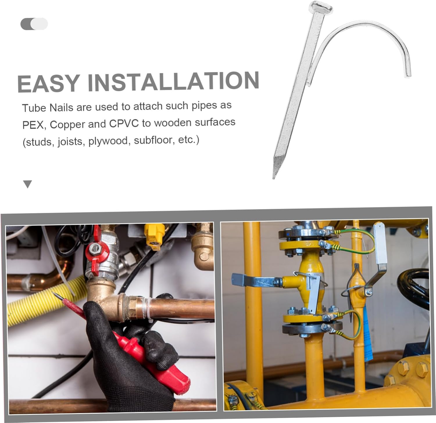 200pcs Pipe Support Nails for Steel Sturdy Steel Pipe Clips Random Colors Easy Installation for Plumbing and DIY Projects