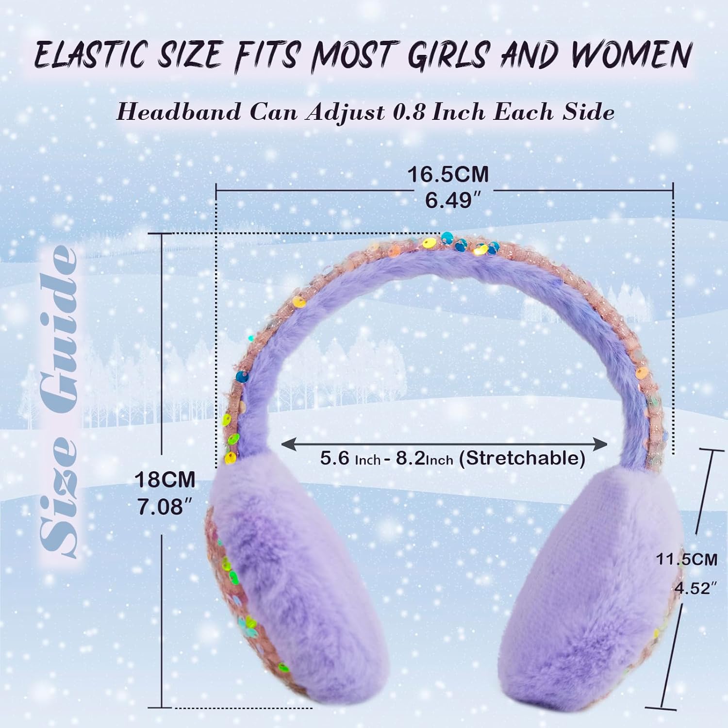 Ear Muffs Gloves Set for Kids, Winter Adjustable Sequins Warm Earmuffs for Kids Outdoor Cold Weather - Image 5