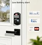 Veise KS02A Fingerprint Keyless Entry Door Lock, Auto Lock, Electronic Keypad Deadbolt for Front Door, Biometric, Anti-Peeping Password, Easy Install, Satin Nickel