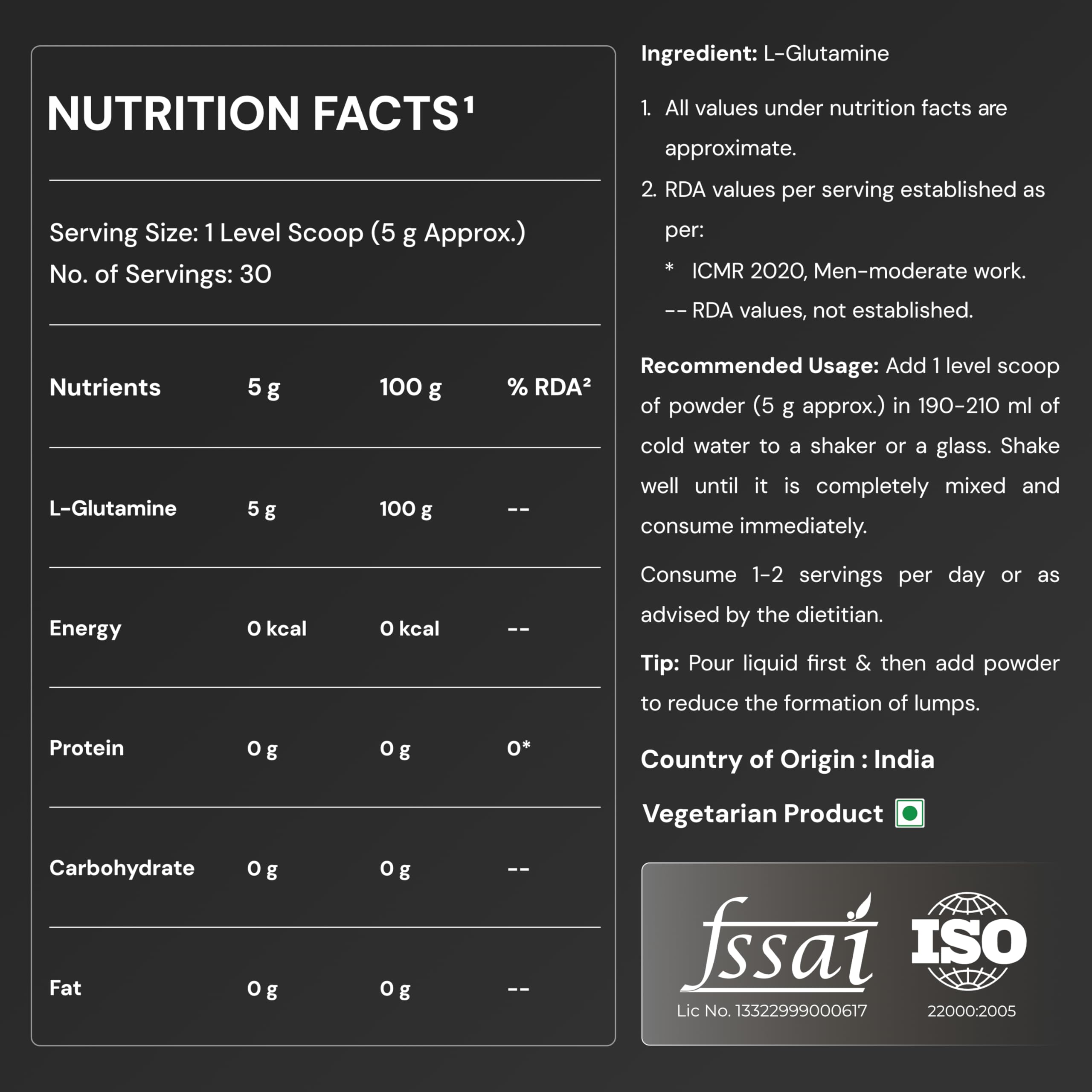Nutrabay Pure L-Glutamine Powder 5000mg, Amino Acid - Post Workout Supplement for Muscle & Immunity Build Up - 150g, Unflavoured | 100% Authentic Supplement | No Banned Substances | Tested for Purity 4