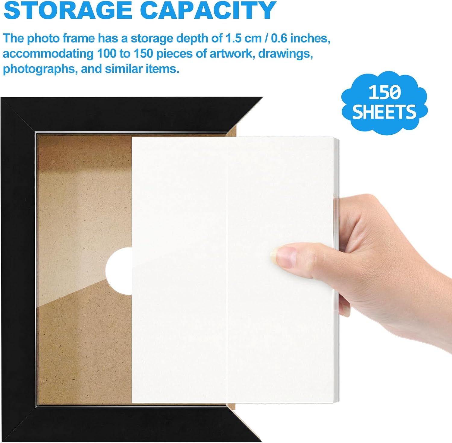 Kids Art Frame - Magnetic Front Opening Display Holds 150+ Sheets | 4x6 Inch Changeable Frame for Wall | Showcase Kids‘ Drawings, Paintings & 3D Crafts at Home (2PC-Black)