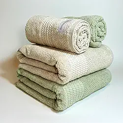 Jogo De Banho Gigante Buddemeyer Amare Extra Soft 100% Algodão Toalha Banhão Alta Absorção Macia Grande 4 Peças (Bege/Verde 1769/1155)