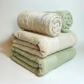 Jogo De Banho Gigante Buddemeyer Amare Extra Soft 100% Algodão Toalha Banhão Alta Absorção Macia Grande 4 Peças (Bege/Verde 1769/1155)