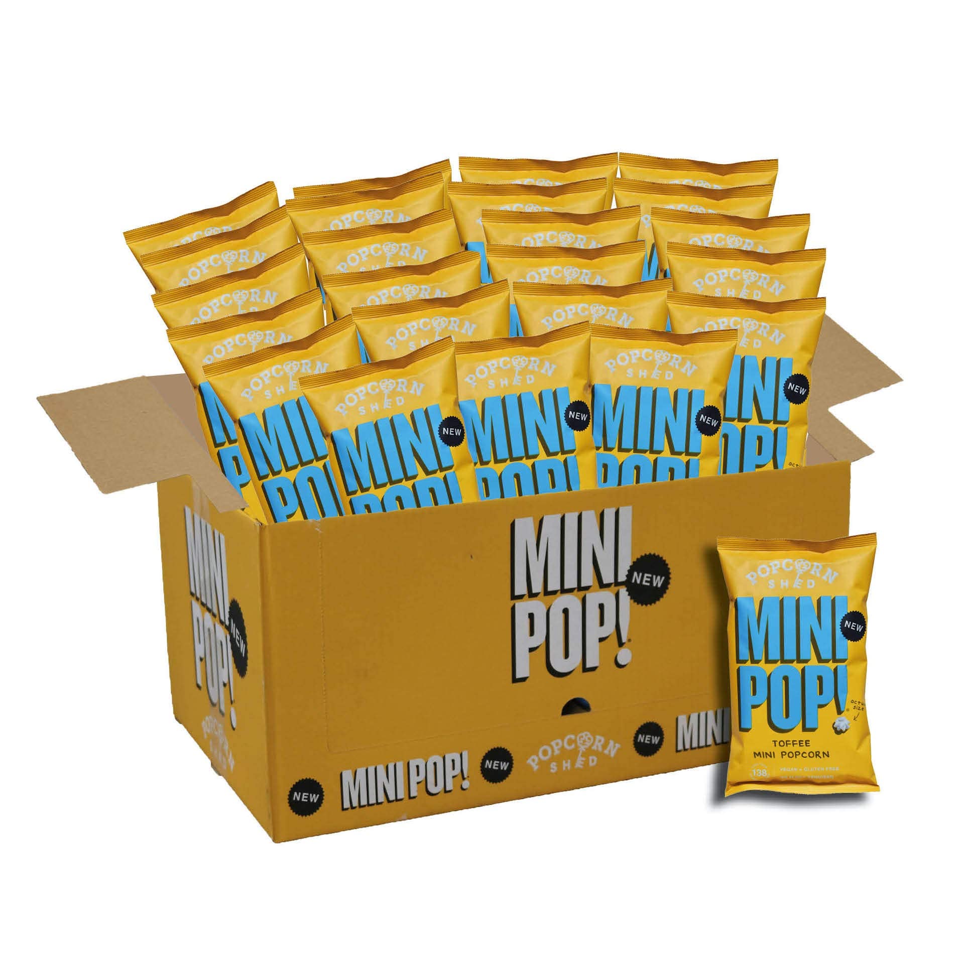 Toffee Popcorn (Pack of 24) - Vegan, Gluten Free, Dairy Free, Allergen Free, Low Calorie Healthy Popcorn Snack