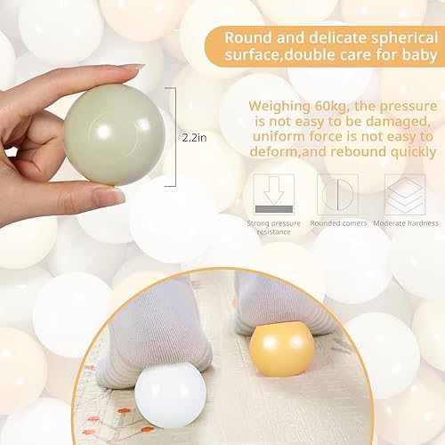 Miniatura 9 de Pelotas de bolas  100 bolas de plástico sin ftalatos y BPA, a prueba de aplastamiento, bolas de estrés, juguete divertido con bolsa de