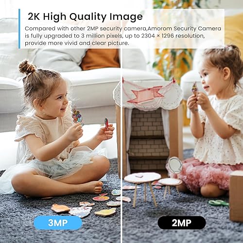 Miniatura 3 de AMOROM Cámara interior 2K para seguridad del hogar, cámaras WiFi de 360 con panorámicainclinación, detección de movimiento, audio de 2 vías, visión