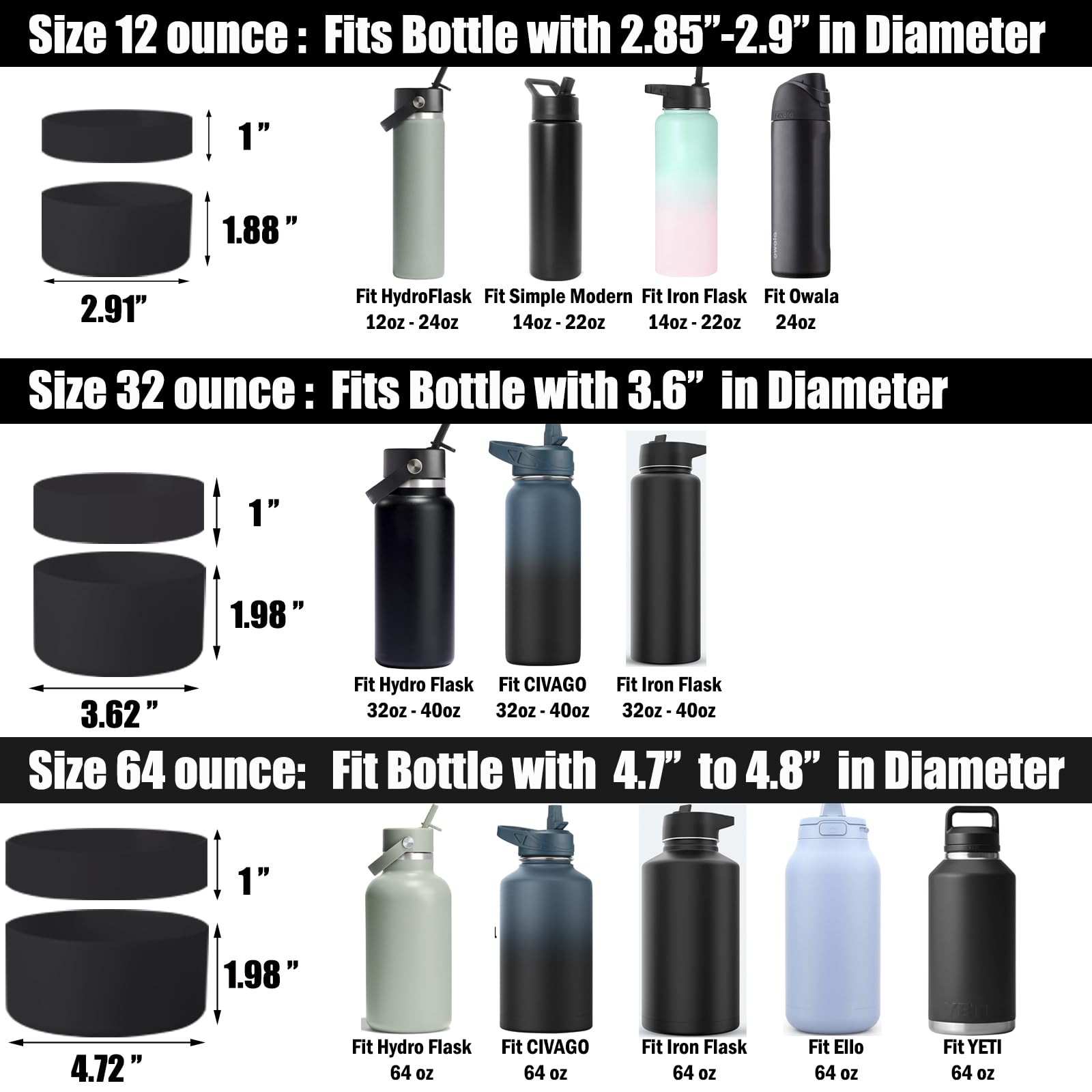 Greant Bota de botella de agua de doble protección para Hydro Flask, bota flexible de silicona para Hydroflask, funda universal antideslizante para botella de 12 onzas a 64 onzas