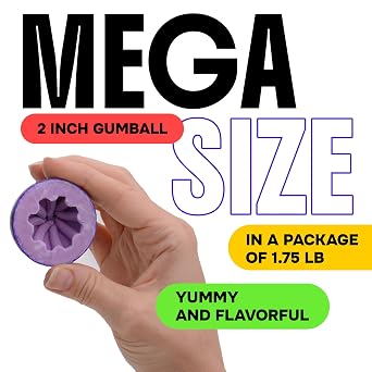 Chewing Gum for Kids - 2 Inch Jumbo Bubble Gum - 15 Pcs Mega Fruit Shaped Gumballs - Assorted Fruit Flavored Gums - 1.75 LB