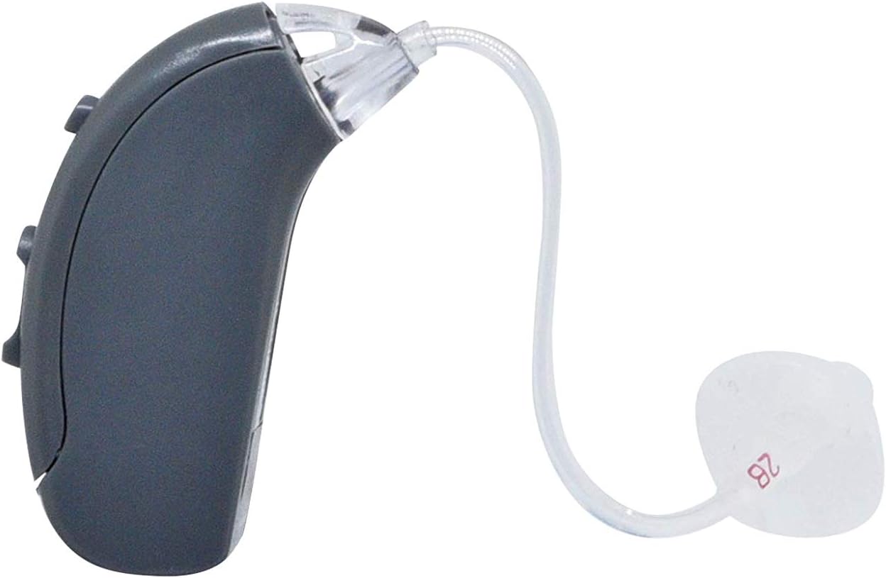 EASYUSLIFE Right Ear Amplifier, Dark Gray Hearing Amplifier Device with Digital Noise Cancellation – Discreet & Lightweight Ear Amplifying Machine with Volume & Frequency Control System