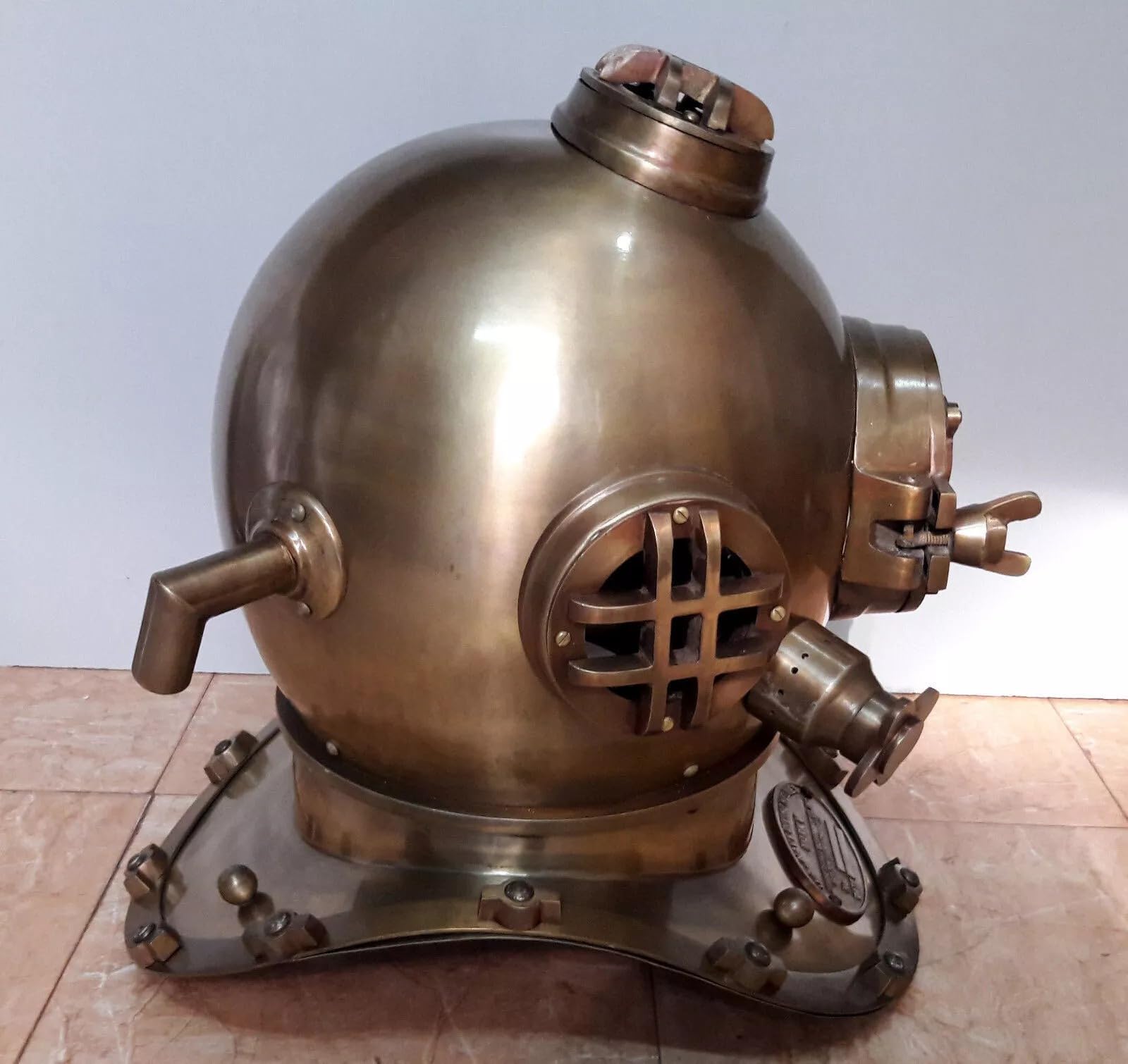 US Navy Mark V Casque de plongée vintage Taille réelle 45,7 cm