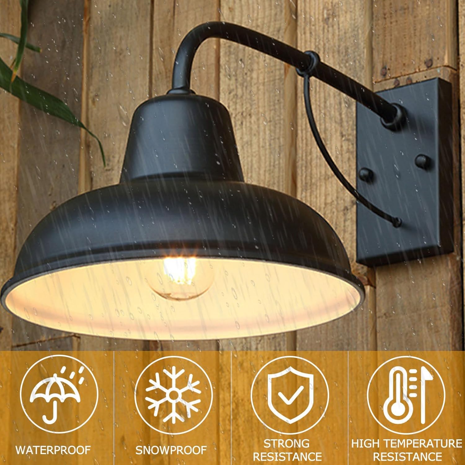 Aplique de pared vintage de cuello de cisne para exteriores, antioxidante, impermeable, luz de granero negra para pared exterior de granja, 1 paquete