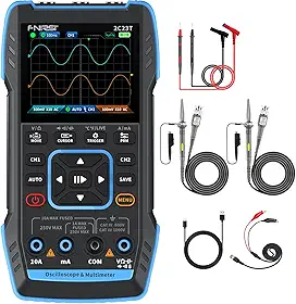 FNIRSI 2c23t osciloscópio digital multímetro gerador dds 3 em 1, 2 canais, largura de banda de 10mhz, taxa de amostragem de 50msa/s, 10000 contagens, tensão, corrente, capacitor, resistor, t