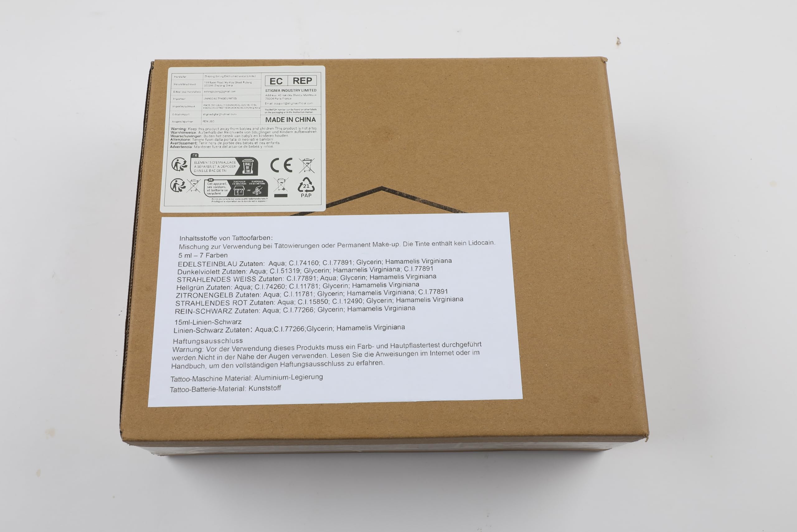 STIGMA Maquina de Tatuar Kit de Tatuaje Completo con Maletín, Kit Incluye Bateria Fuente de Alimentacion, 20Pcs Agujas de Tatuaje, Tintas Colores para Tatuar con Todos Necesitos STP89KITP802-2