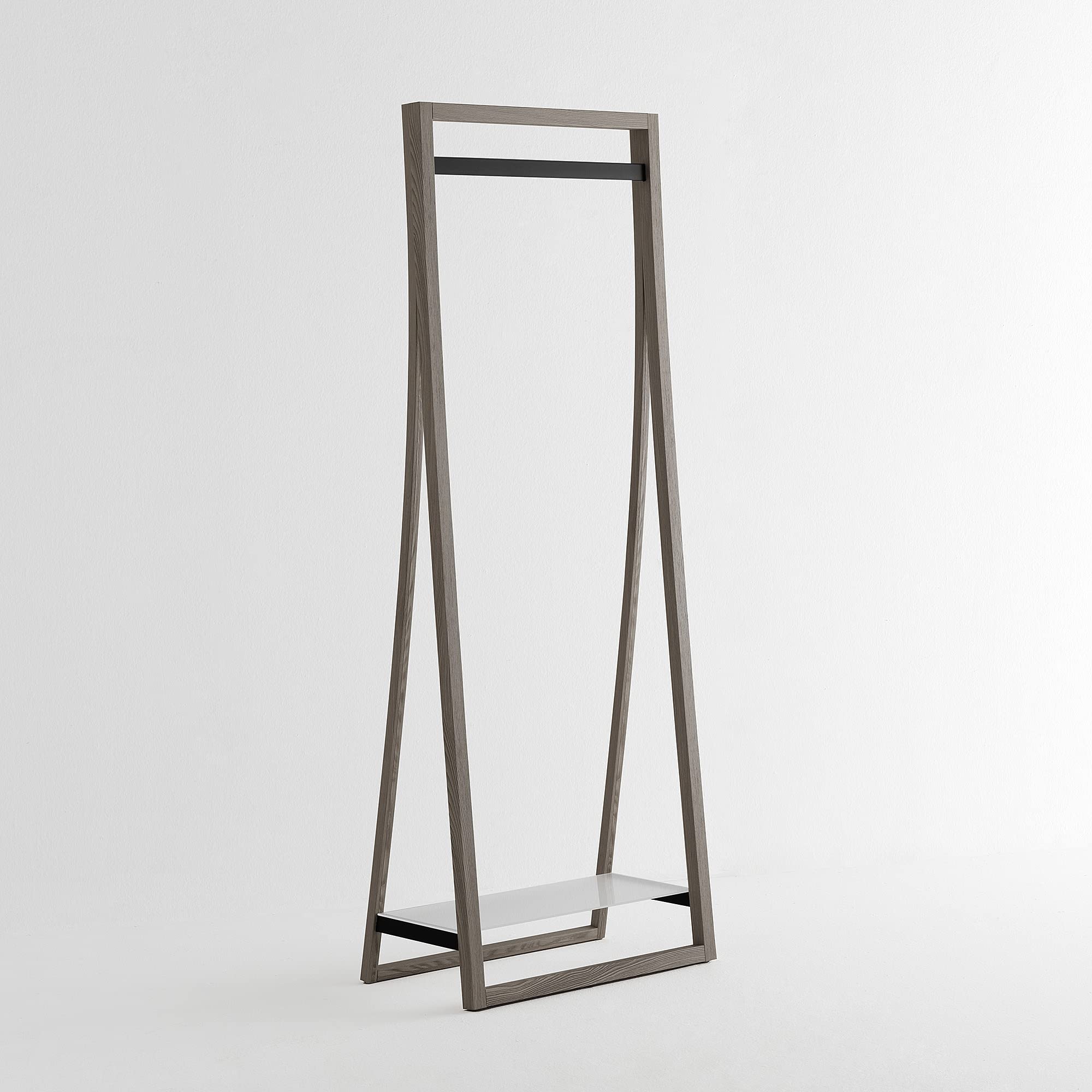 ARHome Stand Appendiabiti, 160 x 60 x 40, Frassino Rustico, Ripiano in Vetro, Made in Italy