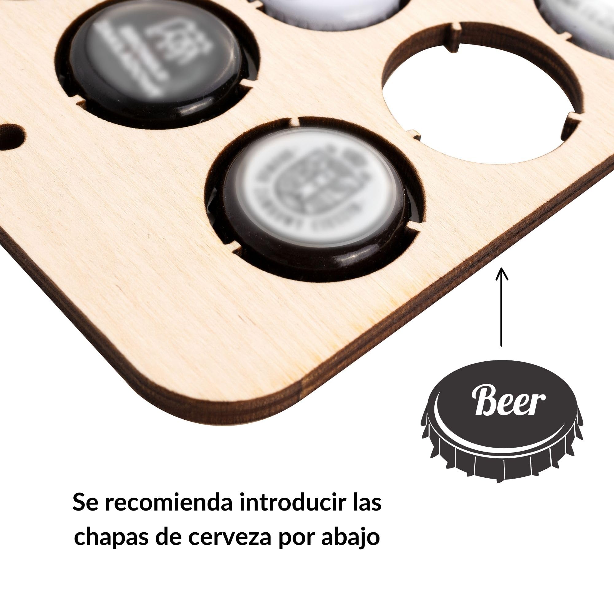 Creative DECO Botella de Contrachapado Soporte para Chapas de Cerveza | Tamaño 12 x 44 x 0,5 cm | Colección de 25 Chapas de Botellas Decoración de Pared de Madera | Regalo para los Amantes de Cerveza