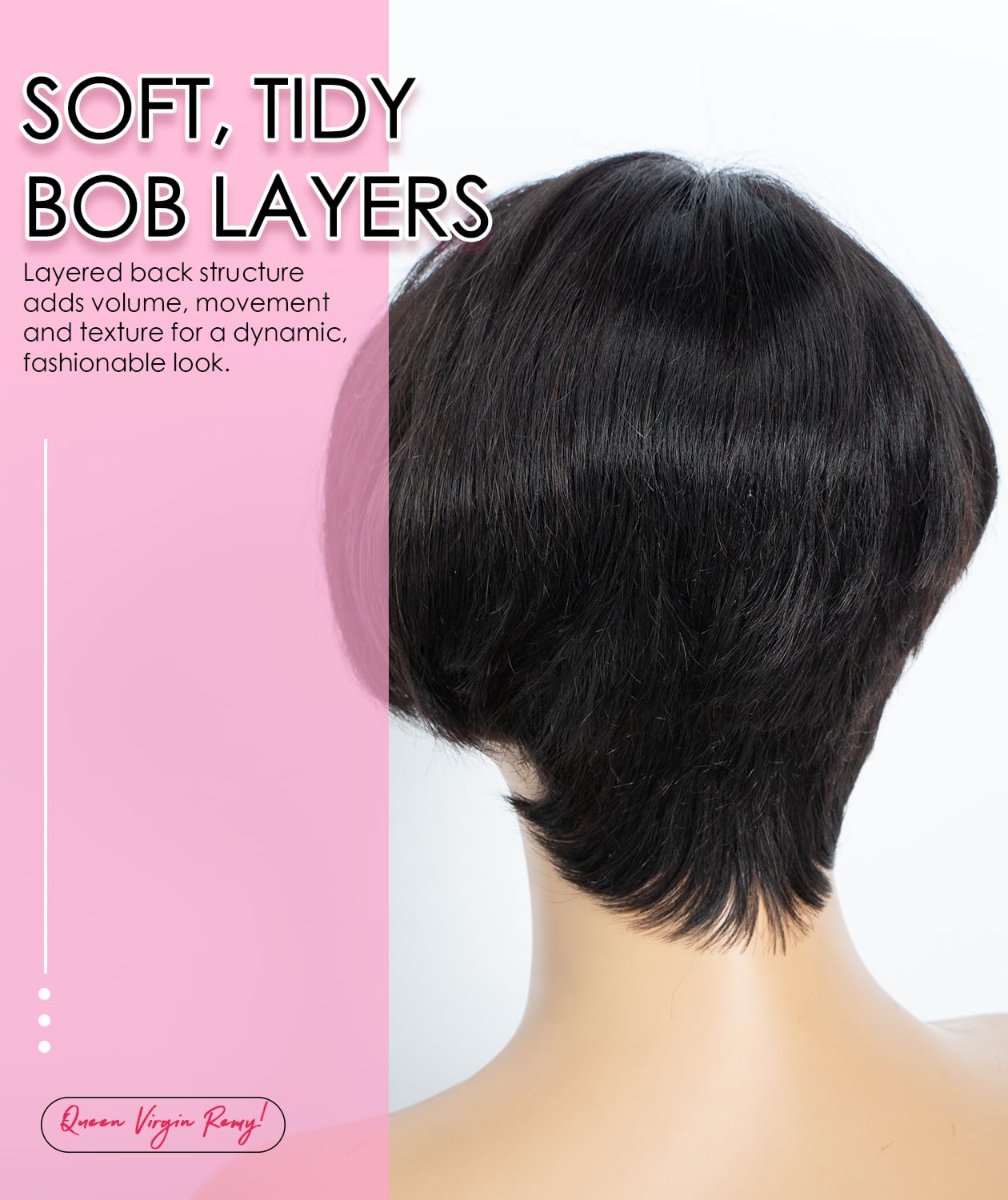 QUEEN VIRGIN REMY QVR Black Pixie Cut Wig Human Hair Straight Bob 13X4 Lace Front Wigs 6 Inch Side Part Short Pixie Wigs for Black Women Short Pre Cut Lace Wigs With Pre Plucked