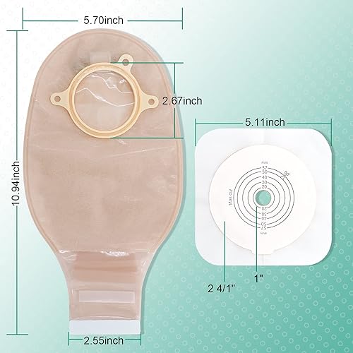 Miniatura 8 de SUCONBE Suministros de ostomía, 21 bolsas de colostomía con cierre de velcro, 15 bolsas drenables de dos piezas y 6 barreras de piel de estoma,