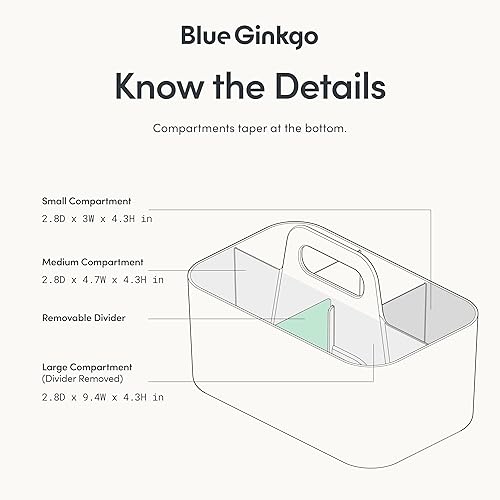 Miniatura 4 de BLUE GINKGO - Organizador apilable para baño, oficina, manualidades o suministros escolares, transportador portátil hecho en Corea (rectangular,