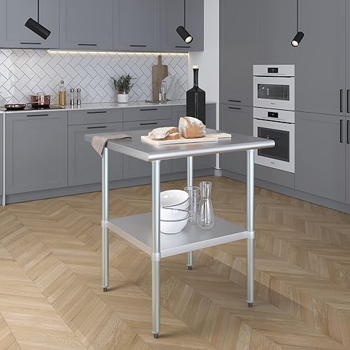 Vista 291 de AmGood Mesa de trabajo de acero inoxidable de 18 pulgadas x 36 pulgadas Mesa de preparación de alimentos de cocina de metal NSF