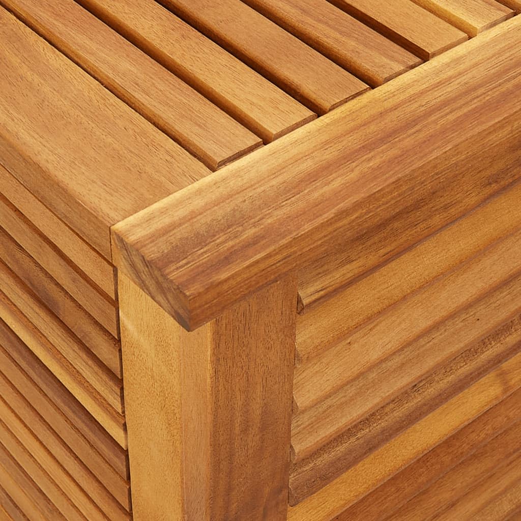 IKAYAA Baúl de Jardín, Arcón Exterior de Madera de Acacia, Caja de Almacenamiento con Bolsa, Organizador Herramientas, Arcón de Almacenaje para Patio Jardín, 113 x 50 x 56 cm