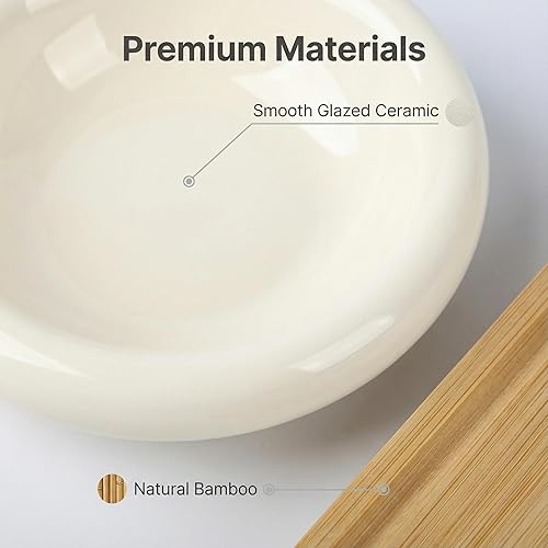 Miniatura 5 de Cuencos elevados para gatos, cuencos elevados de cerámica para gatos para alimentos y agua con diseño inclinado, antivómitos, cuenco para mascotas