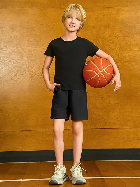 Haloumoning Pantaloncini estivi da ragazzo, elasticizzati, per il tempo libero, per bambini, con tasche - 5