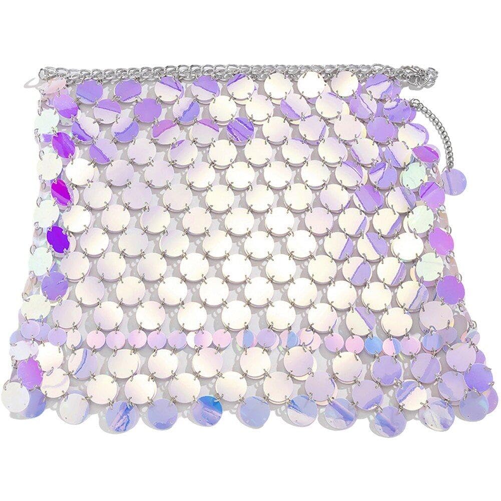 Jupe à franges à paillettes irisées en maille transparente