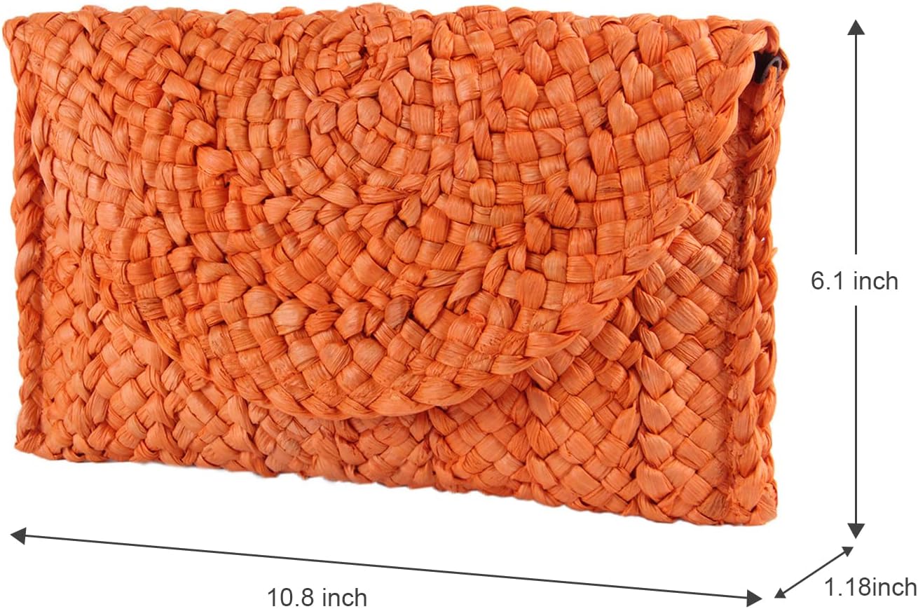 Women Straw Clutch Purse Handbag Straw Shoulder Bag Summer Beach Bag Woven Bag Envelope Purse Wallet - Image 4