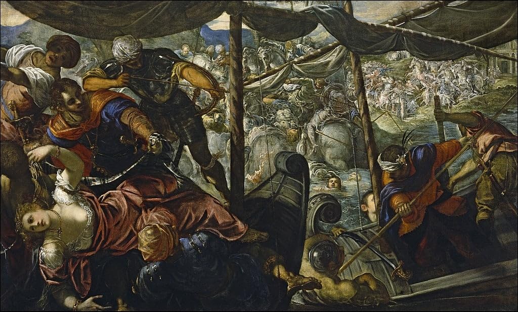Pintura murales decor lienzo de Tintoretto, cuadro de El rapto de Helena 60x90cm para el hogar 5