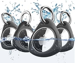 iFalarila 4 Pieces Waterproof AirTag Keychain – Airtag Holder for Apple, Keys, Backpacks and Animal TPU Shockproof and Anti-Scratch with Front Cover, 360°AirTag Case, Keeps Signal Strong