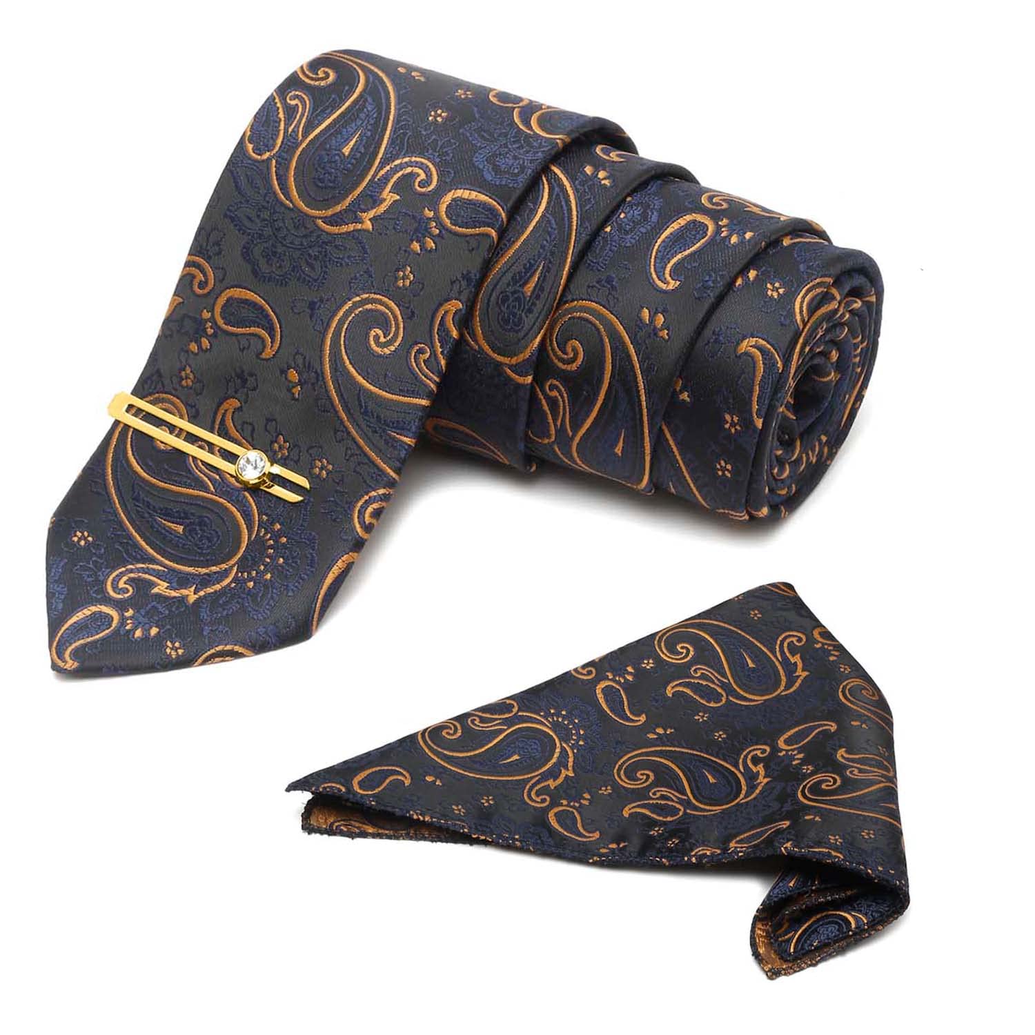 Mens Sapphire Blue Italian Silk Necktie Set Incl Pocket Square Chrome Tiepin American Style Formal Tie Gift Set for Men (TE-CP-BU034)-image-32