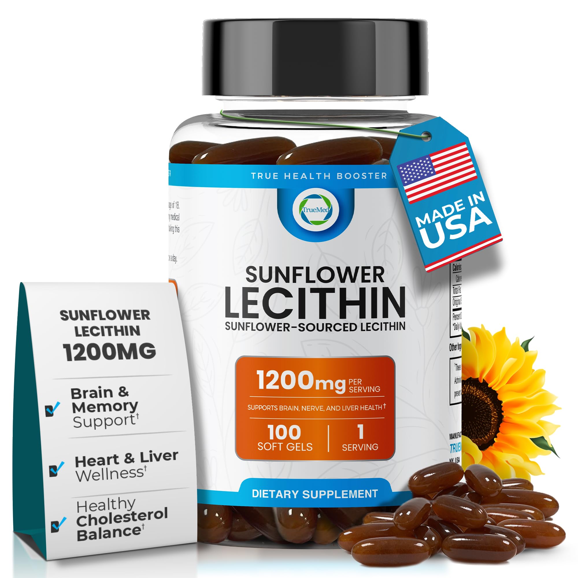 TRUEMED Organic Sunflower Lecithin 1200mg - lipid | Mubboo
