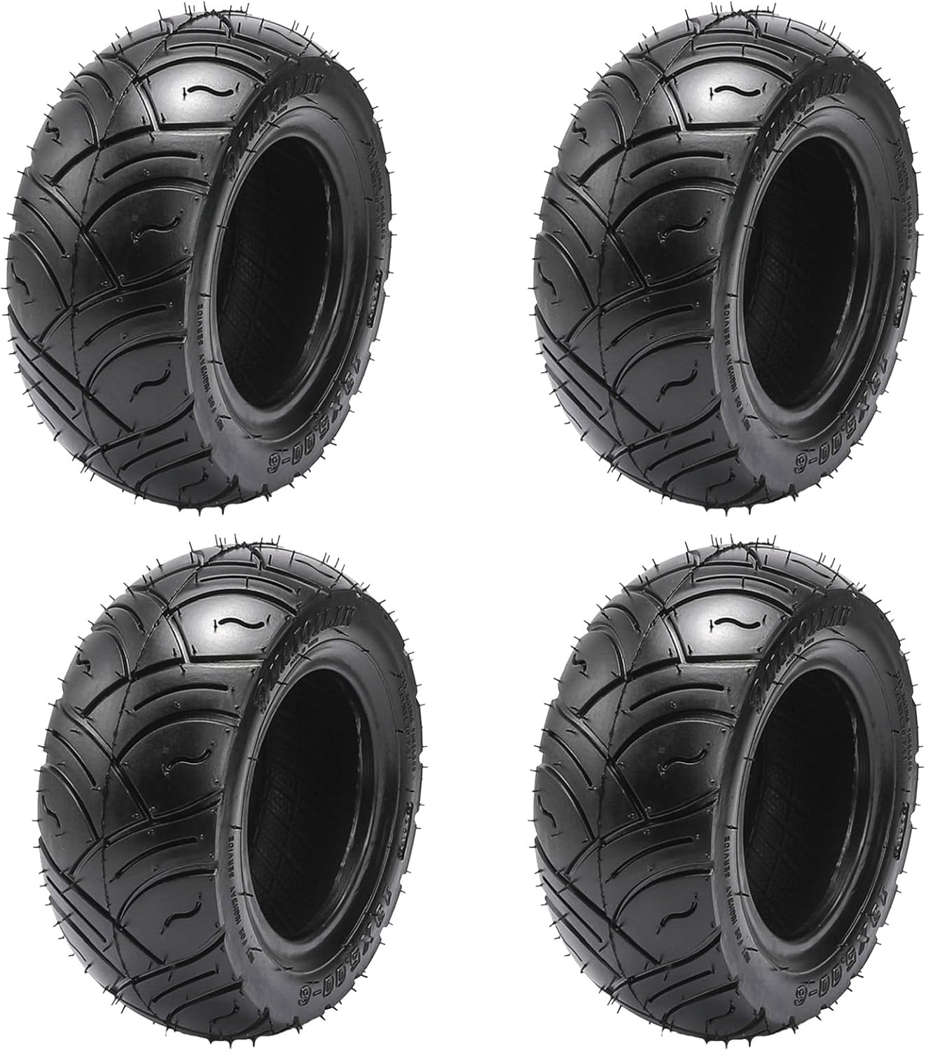 13x5.00-6 ATV Tire, 6“ Street Smooth Tire for ATVs, UTVs, Go Karts, Golf Carts, Quads, Buggies, Lawn Mowers, Drift Trikes, 4 Wheerls, and Mini Bikes with 6-inch Rims (Set of 2)