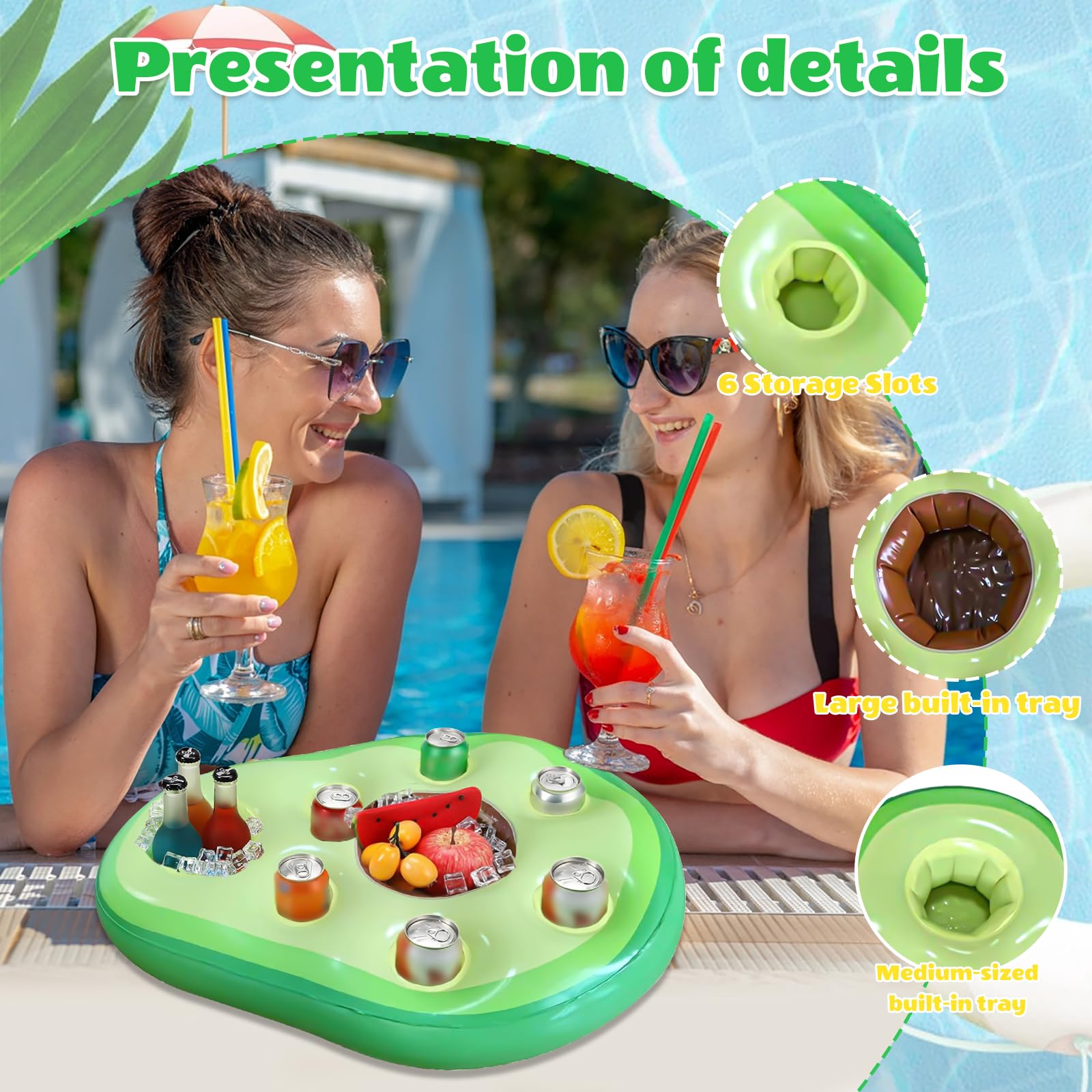 Porte Boisson Gonflable, 8 Trous Bar De Piscine Flottant, Porte Gobelet De Boissons Salade De