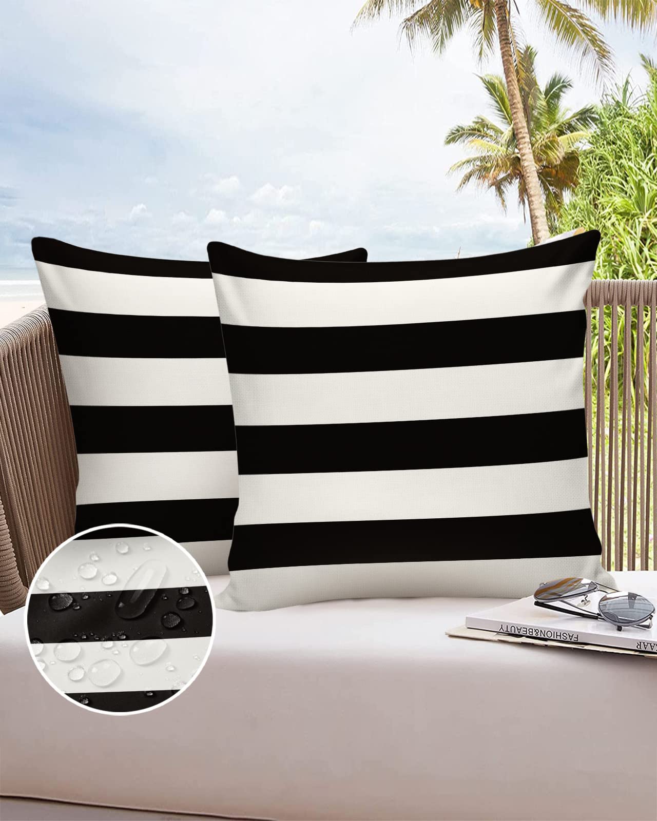 Set Di 2 Federe Per Cuscini Da Esterni 40x40 Cm - Pois, Impermeabili, Con Cerniera Nascosta, Per Divano E Letto, Decorazione Estiva - 3
