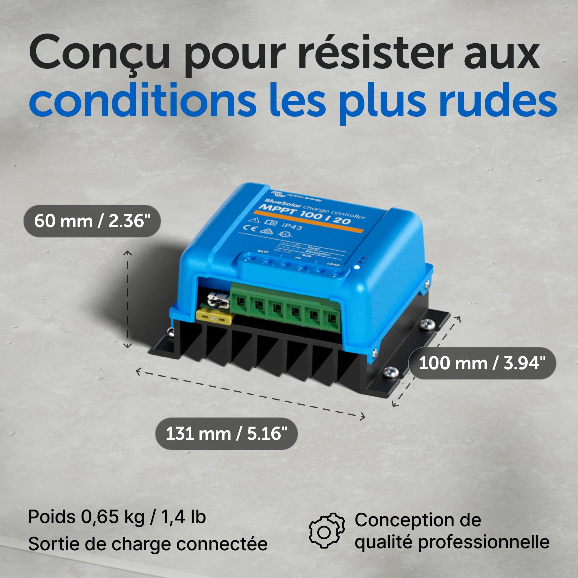 Victron Energy BlueSolar MPPT 100V 20 ampères 48-Volt Contrôleur de Charge Solaire