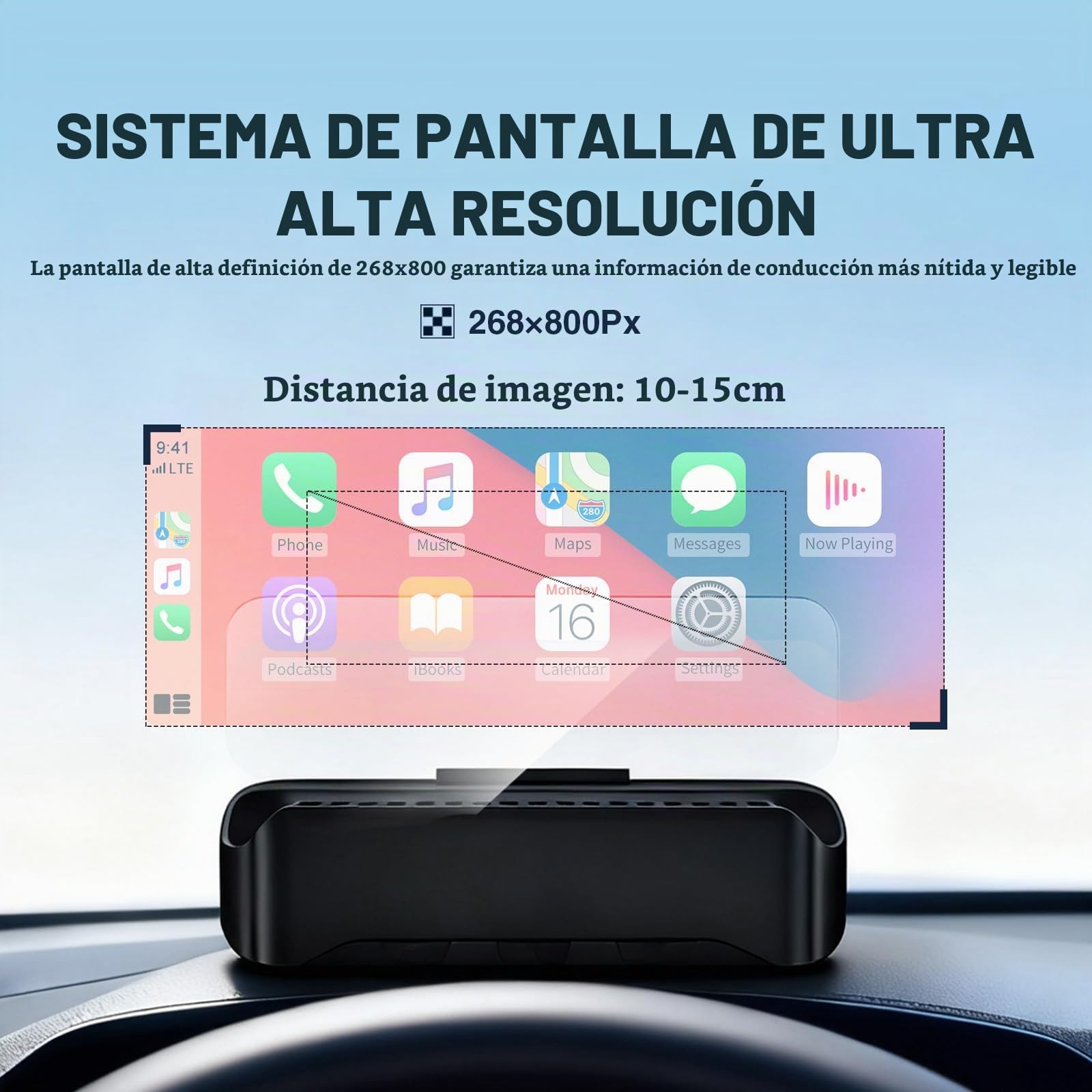 VIVIHUD V3-SE Carplay inalámbrico Android coche HUD Head-Up Display Cluster Pantalla HD reflector de imagen Bluetooth OBD2 GPS velocímetro Plug-and-Play Inteligente Brillo Automático