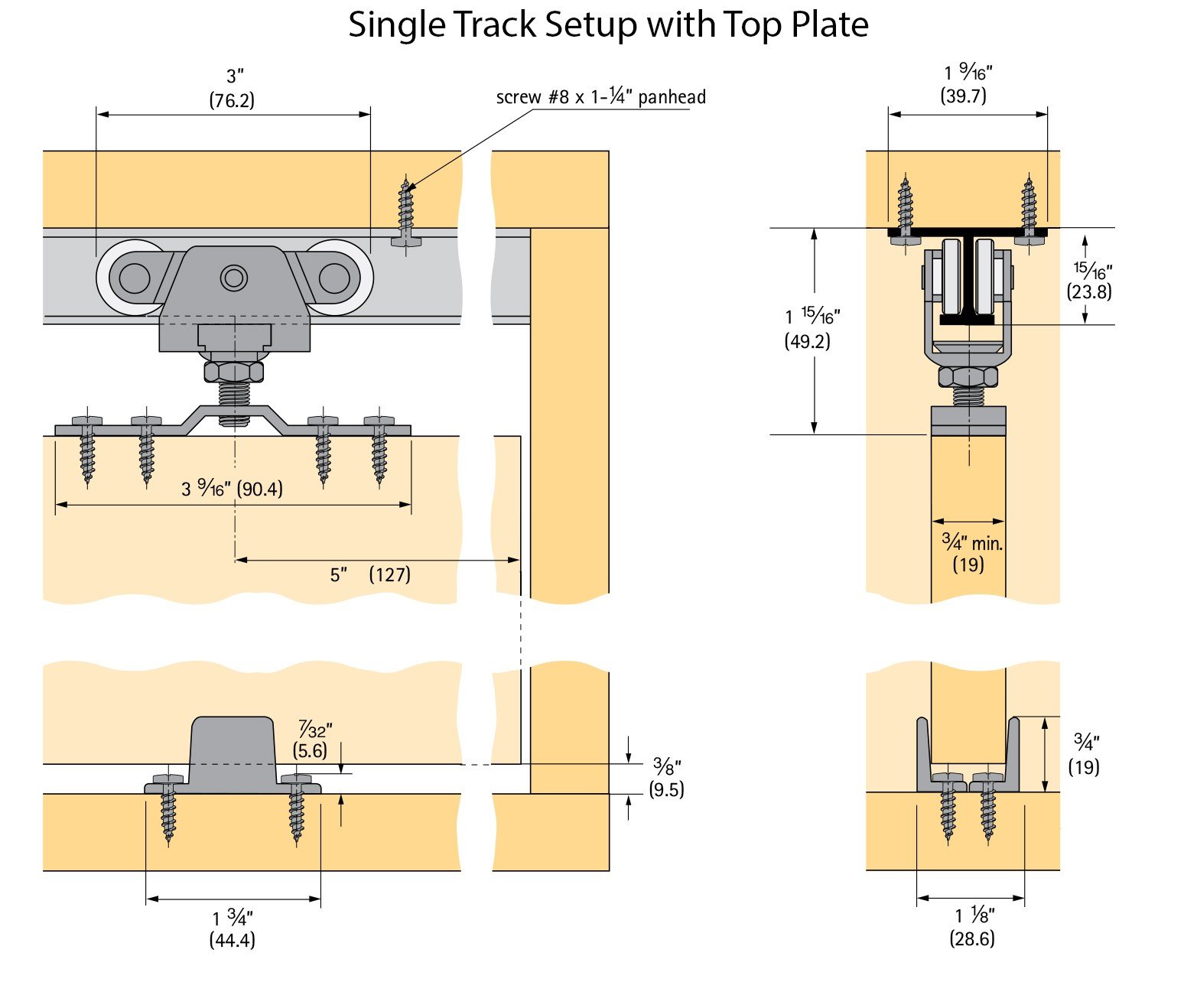 Orange Aluminum Metal Ball Bearing Top Mount Kit Heavy Duty Mount