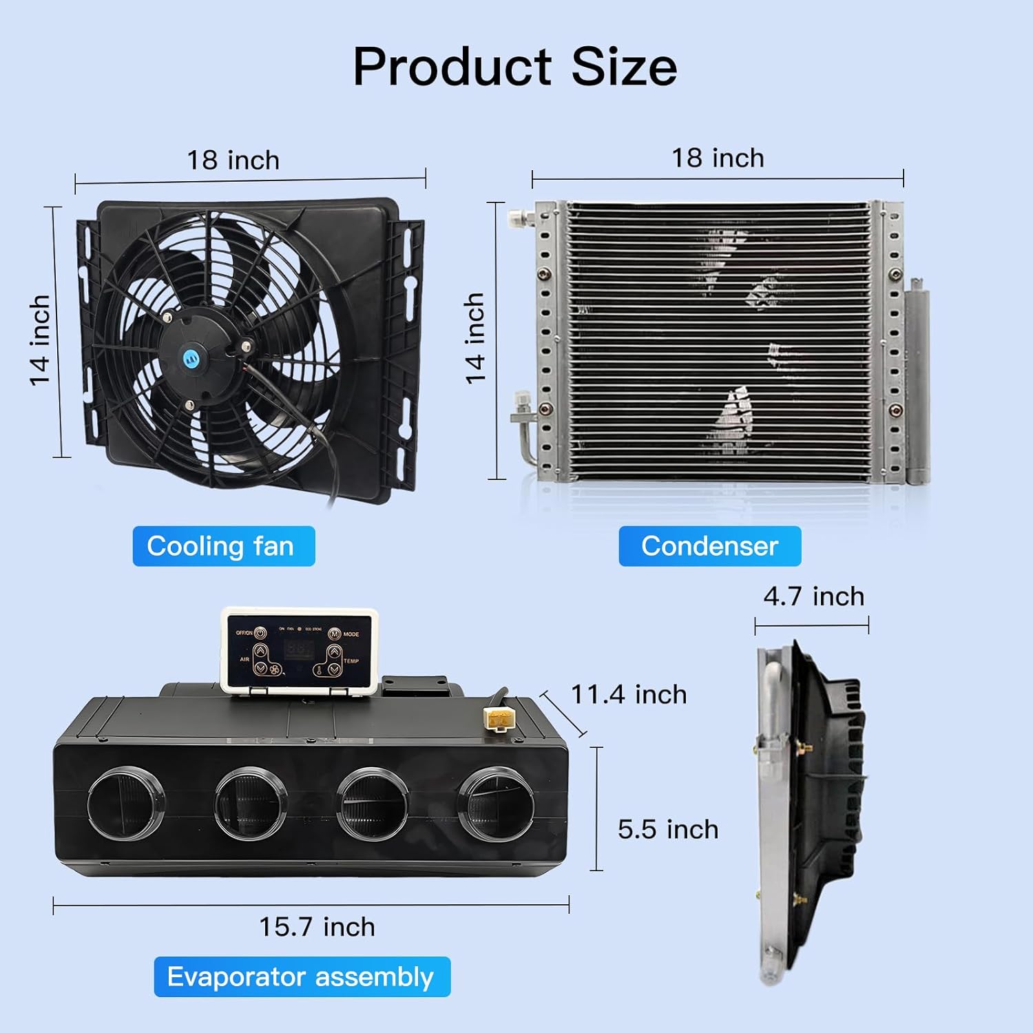 12000 BTU 12V DC Air Conditioner Universal Underdash A/C Unit Cooling, 12 Volt Underdash AC Kit with Remote Control, Fast Cooling for Classic Car RV Motorhome Truck