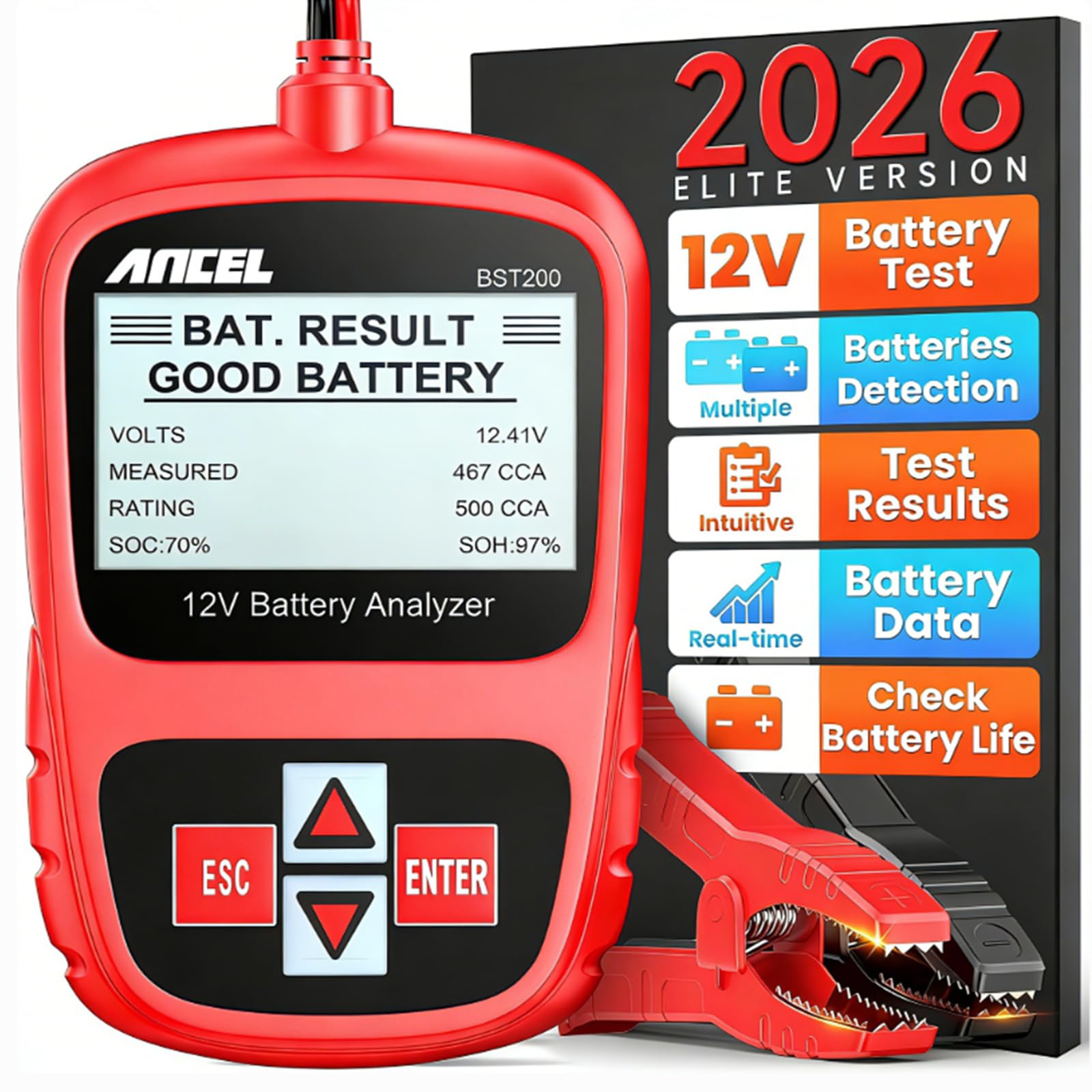 ANCEL BST200 Car Battery Load Tester 12V 100-1100 CCA Automotive Bad Cell Test Tool Digital Analyzer-image-2